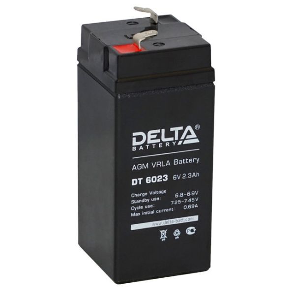 Аккумулятор для ИБП Delta Battery DT 6023 2,3А/ч-6V- EN1 зажим (FASTON) универсальная 43x37x75 -