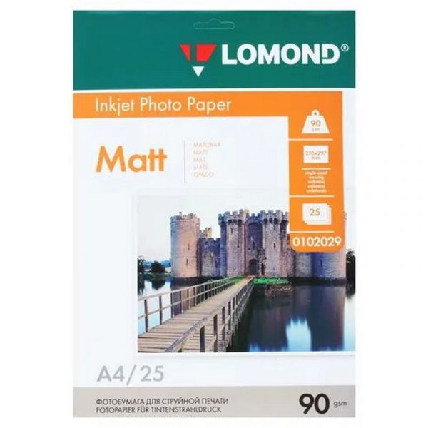 Фотобумага Lomond 102029 A4, 90 г/м2, 25 л., покрытие - матовое