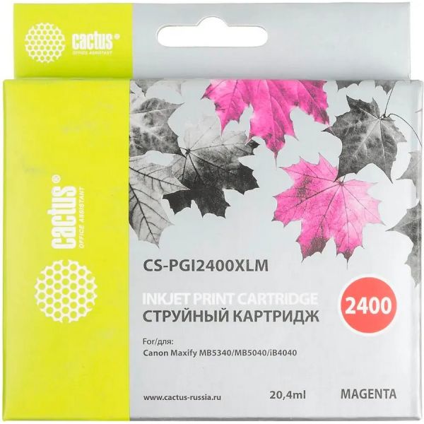 Картридж для принтера и МФУ Cactus CS-PGI2400XLM пурпурный, [cs-pgi2400xlm]