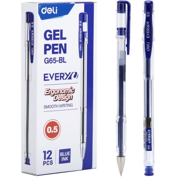 Ручка гелевая Deli EveryU EG65-BL синий , прозрачный