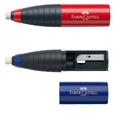 Точилка FABER-CASTELL 184401 со встроенным ластиком синий/красный